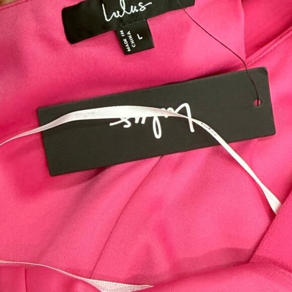 Lulus So Flirty Hot Pink One-Shoulder Cutout Asymmetrical Dress size L NWT - Picture 6 of 6